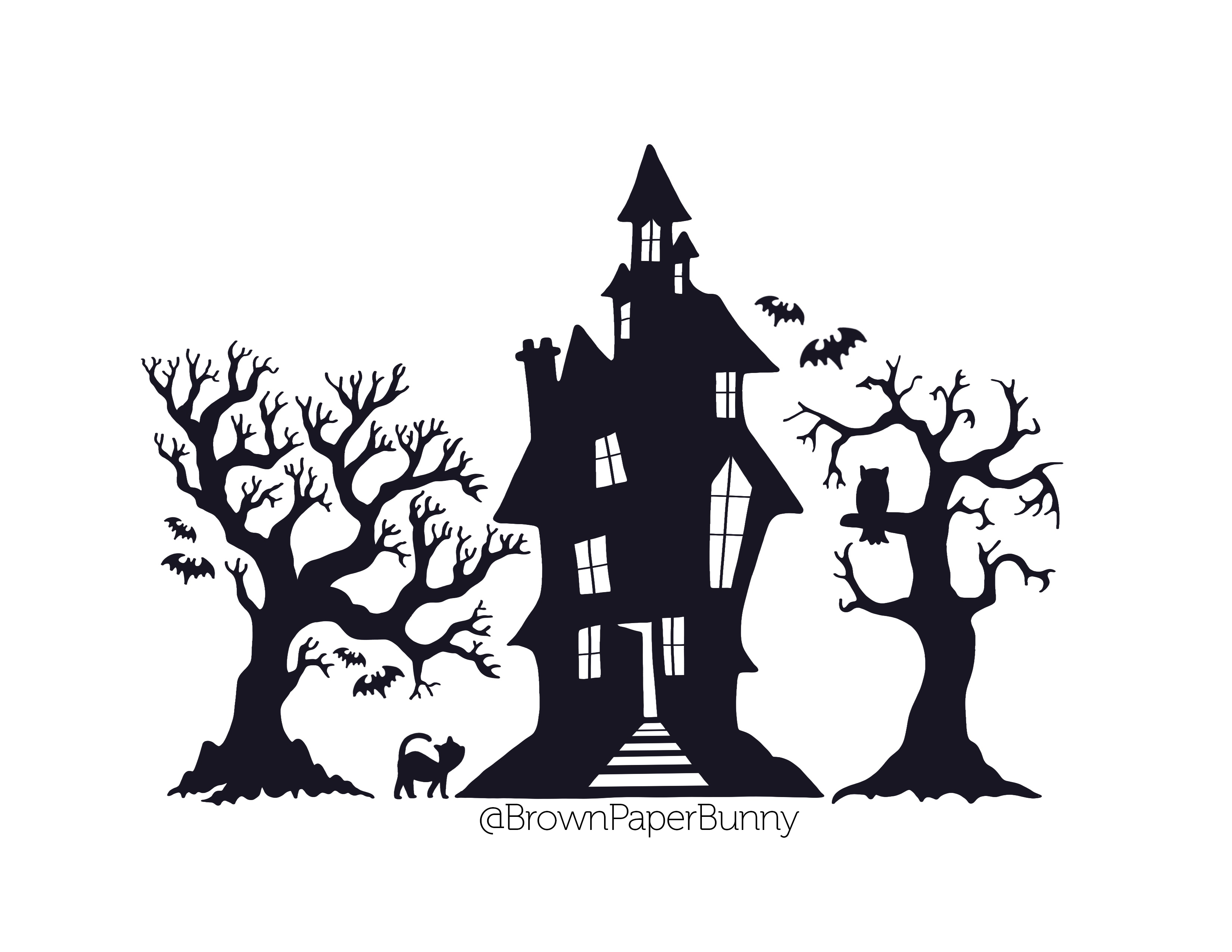 Haunted House Silhouette Templates